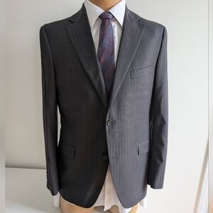 🇨🇦JACK VICTOR Charcoal Gray Suit Jacket with Pinstripes